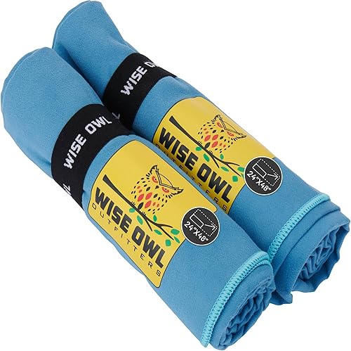 Wise Owl Outfitters Microfiber Camping Towel - Quick Dry Towel for Travel, Backpacking, Hiking, Beach, Gym & Yoga - Compact, Fast Drying &