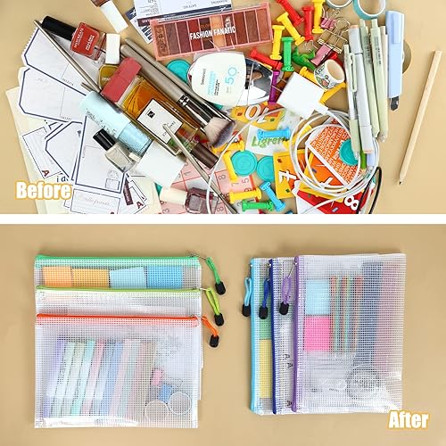 Miniatura 5 de EOOUT 36 bolsas para lápices, bolsa de malla con cremallera, bolsas de almacenamiento grandes de 6 x 9 pulgadas para organizar, bolsa de