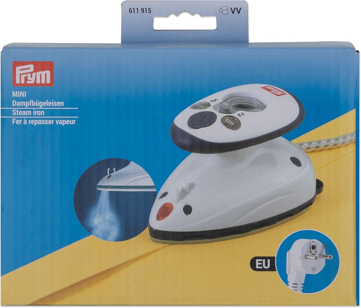 Prym 611915 Mini Steam Iron in its packaging