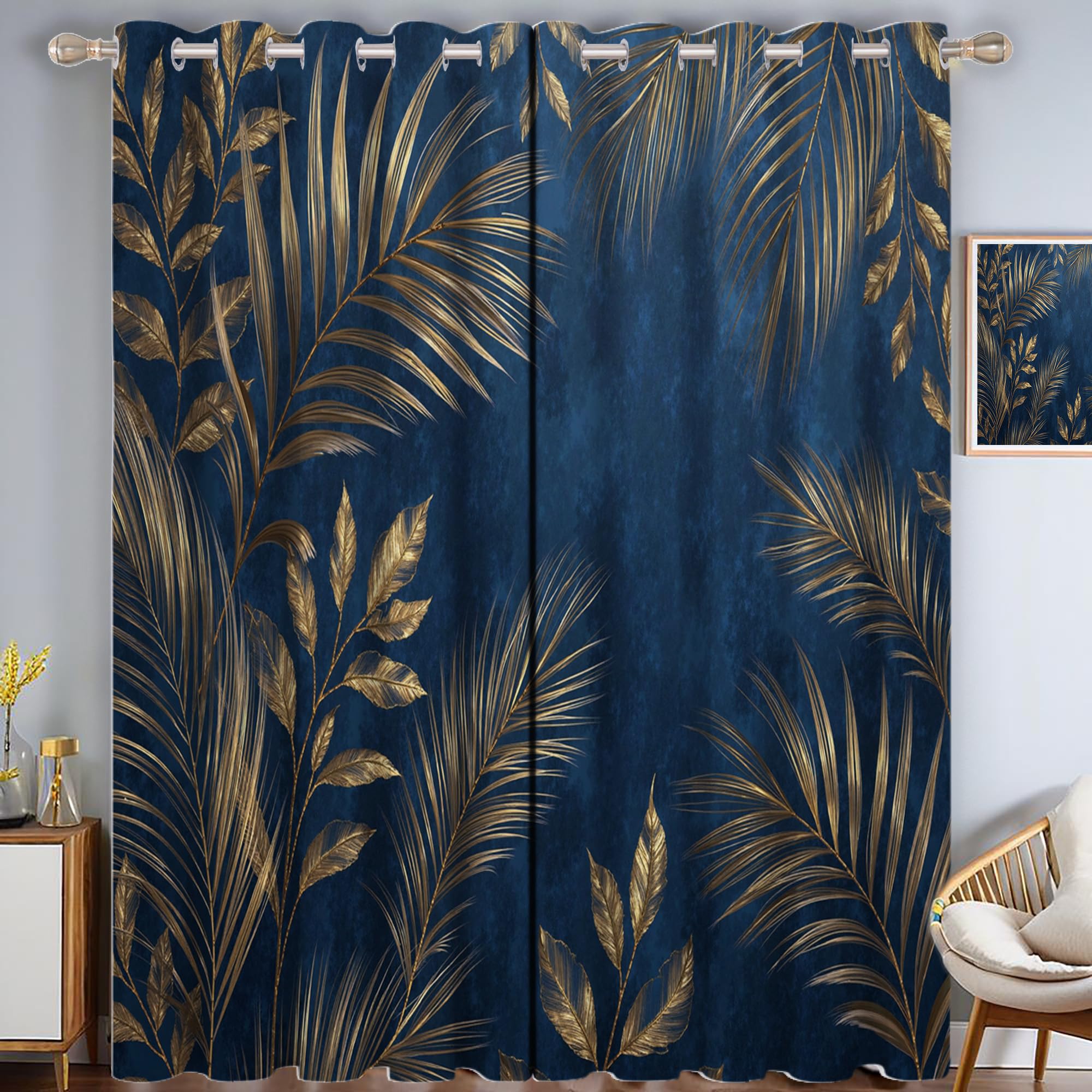 Rideaux anti bruit chambre à coucher bleu foncé occultant lumière et sons