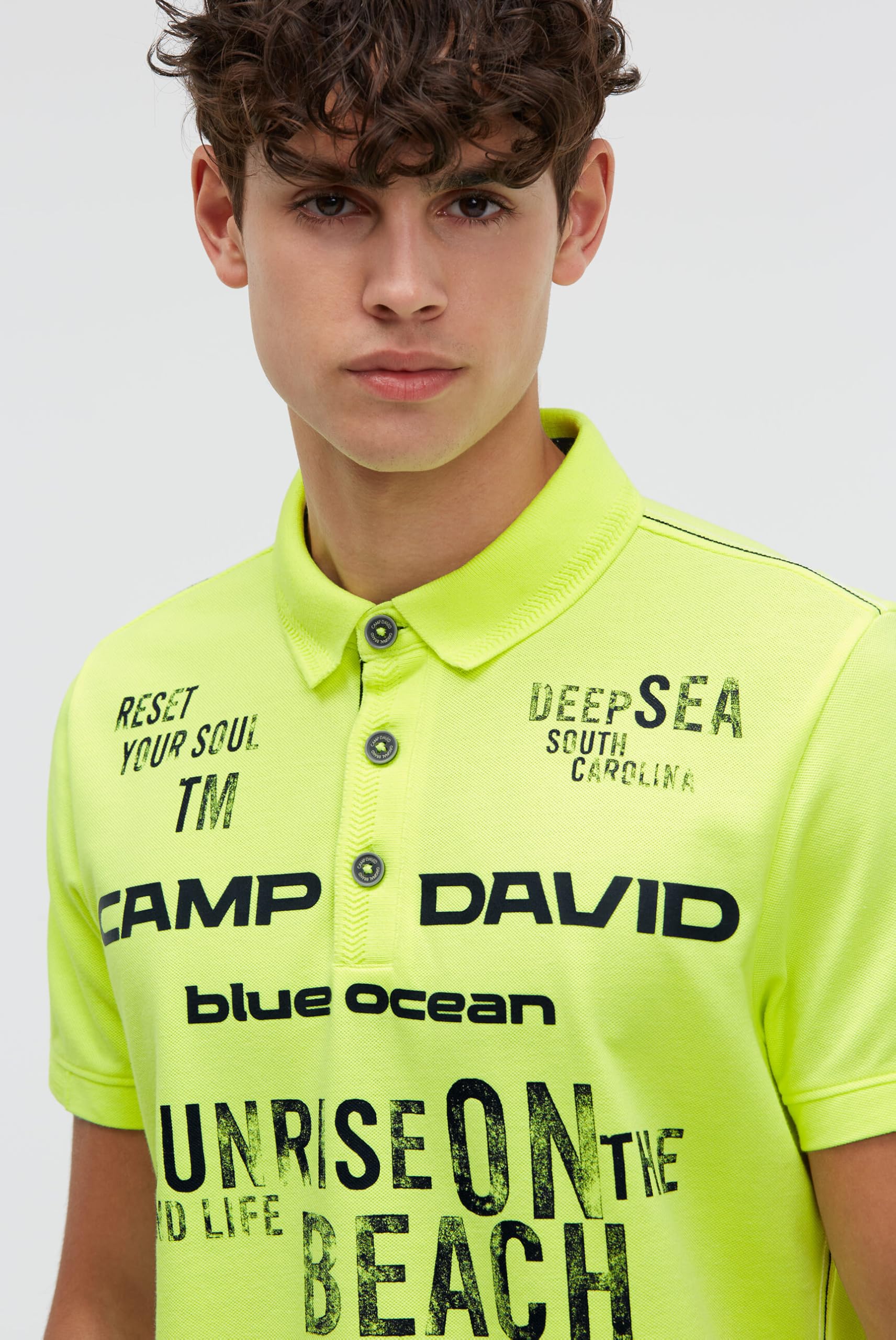 Camp David Herren Pikee-Polo Kurzarm mit Rubber Prints