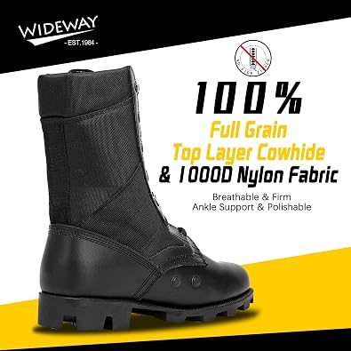 Combat Boots Men, 8 Lightweight Military Jungle Boots, Breathable Tactical Work Boot With Side Zip for Security, Patrol and Daily Wear(6-8inch)