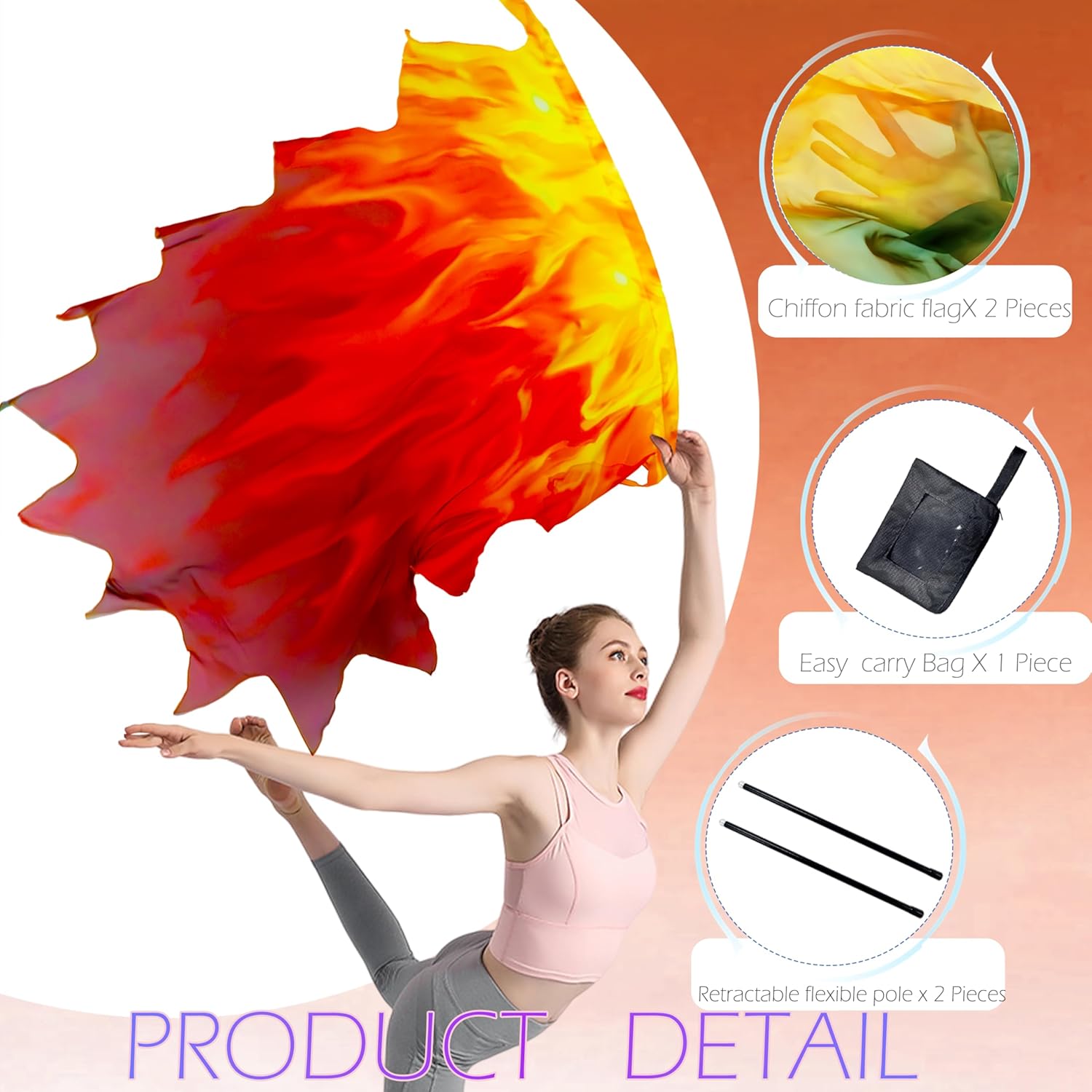 Wuchieal 53 X45 Inch Rectangle Worship Flags with Flex rods,Rectangular Praise Church Flag, Metallic Praise Dance Flags for Worship Dance Ministry Deep LH# FIRE