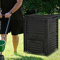 Vista 9 de Outsunny Caja de compostaje de jardín 80 galones, contenedor de compostaje de gran capacidad para exteriores, crea rápidamente tierra fértil