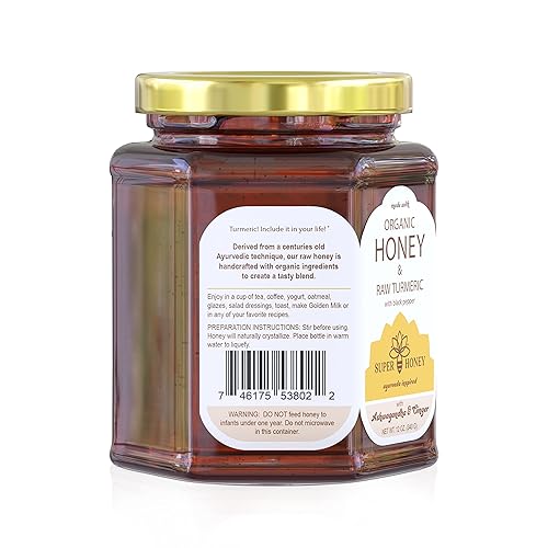 Miniatura 10 de Super Honey - Miel de Carolina del Norte - Miel con cúrcuma, jengibre y pimienta negra - Miel para té - Miel pura de flores silvestres - Miel cruda