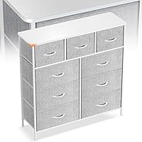 Vista 20 de Cómoda de perfil curvado para dormitorio, cómoda de 4 cajones de tela con parte superior de madera impermeable, cajonera para pasillo, sala