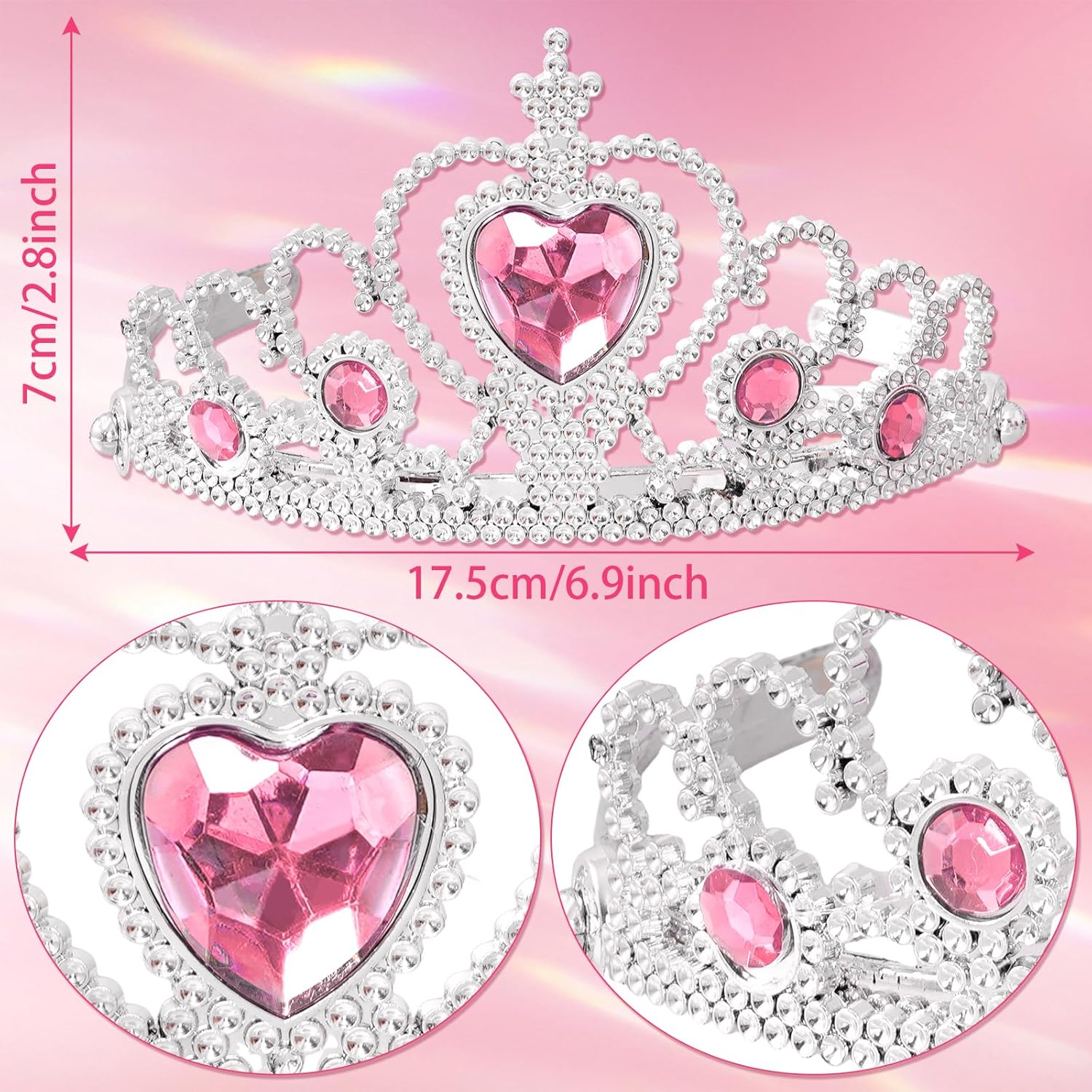 hoyuwak 9PCS Princess Dress Up Set Princess Tiara Gloves Wand Earring Bracelet and Ring Costume Accessories Set for Halloween