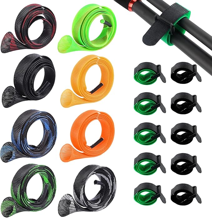 8PCS Fishing Rod Sleeves Socks with 20PCS Fishing Rod