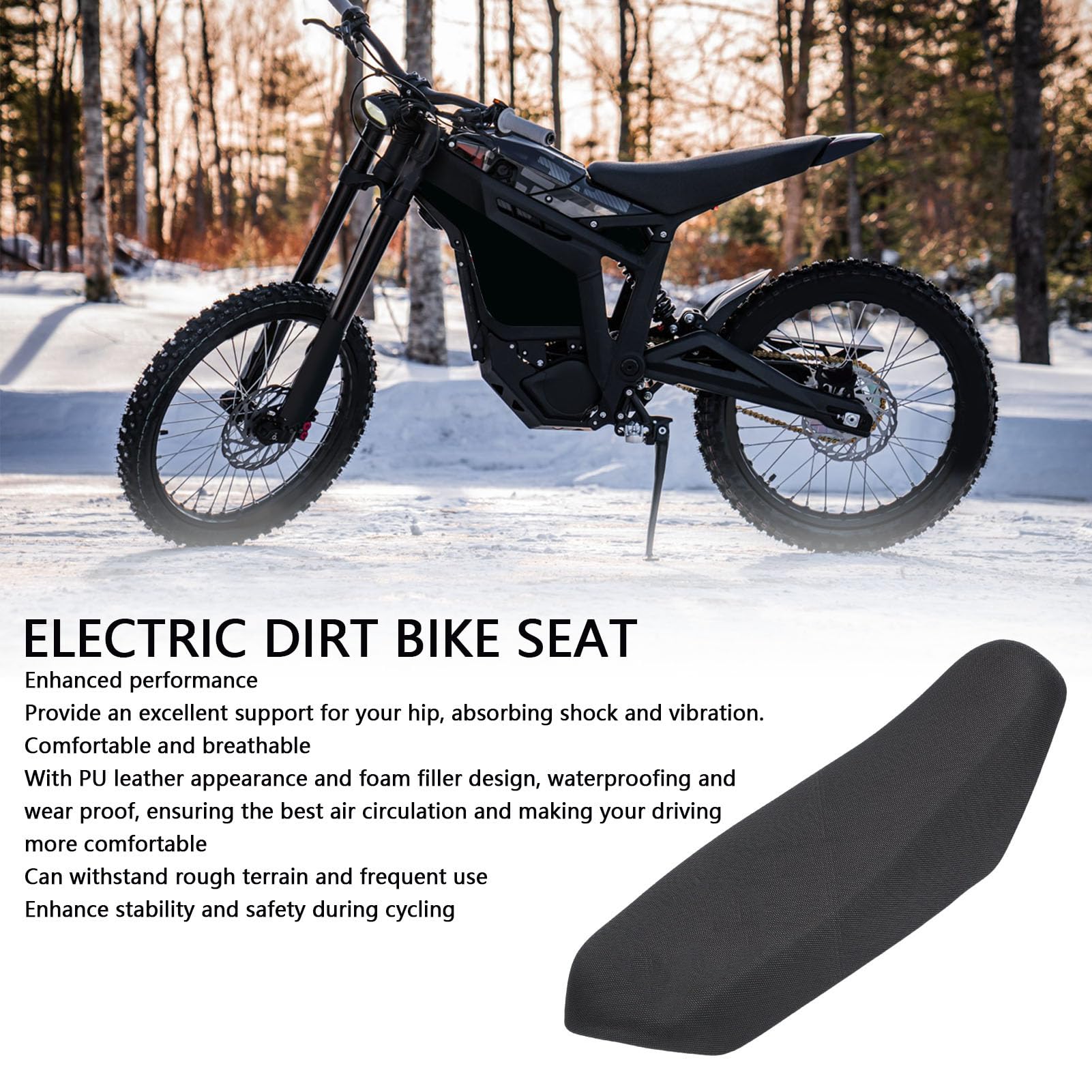 PU Leather Motorcycle Seat Cushion High Durability Black