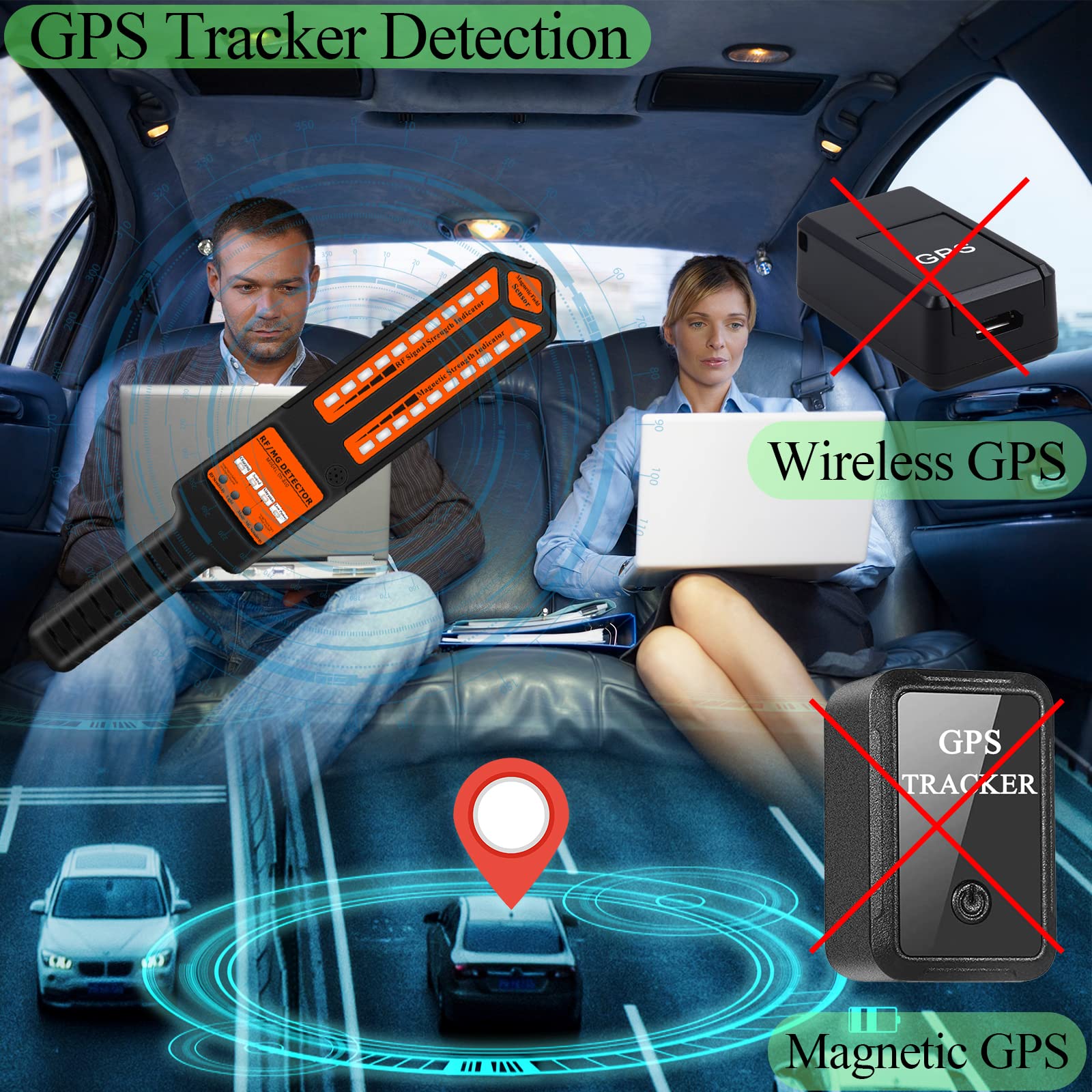 Wanzen Detektor, Kamera Finder & GPS Tracker Finder, RF Scanner mit Magneterkennung, 4-in-1 Gerät für Auto, Hotel, Büro, Zuhause und Reisen, Tragbar & Wiederaufladbar