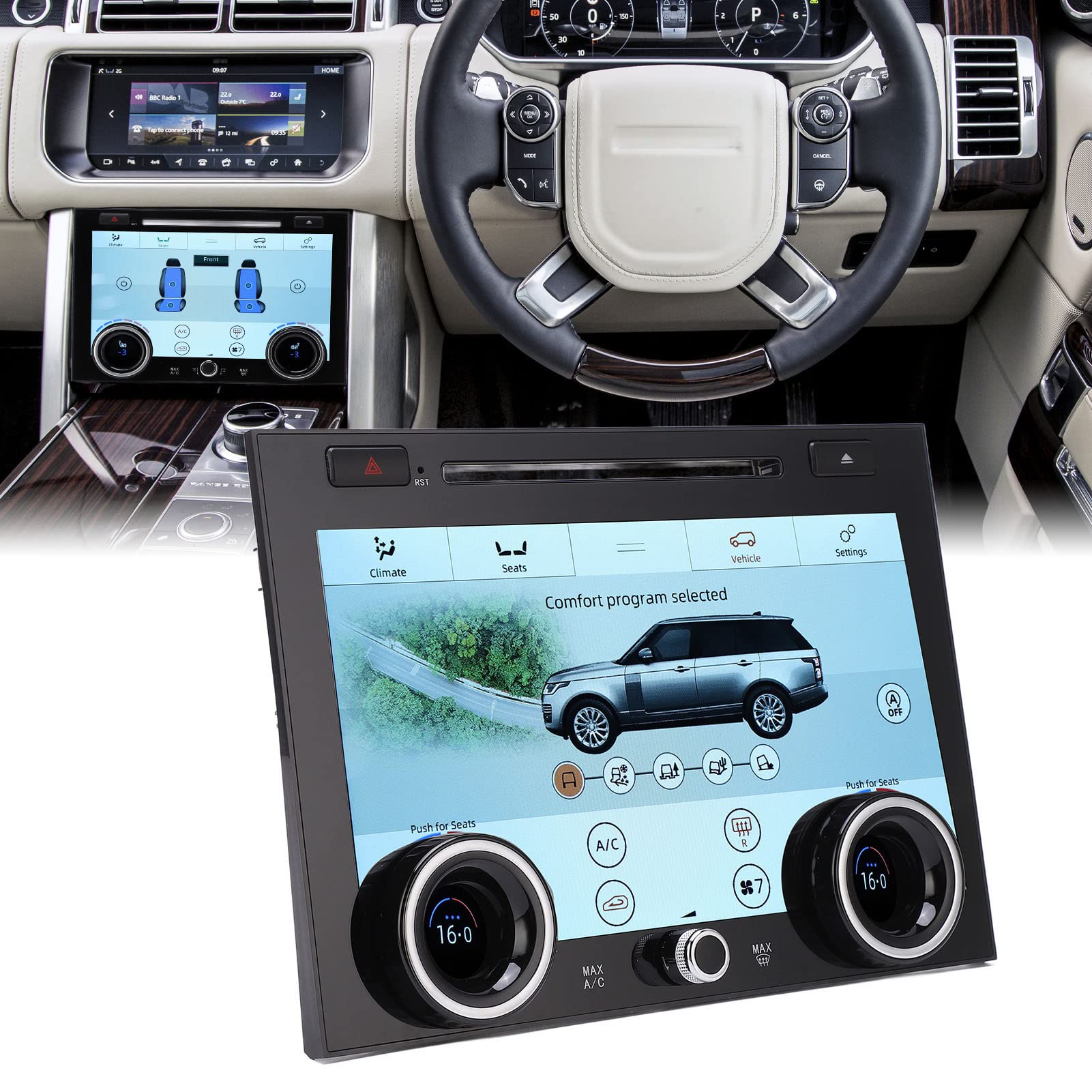 Touchscreen da 10 Pollici per Auto con Schermo Ad Alta Risoluzione, modalità Giorno e Notte Regolabile, Plug and Play, per Range Rover L405