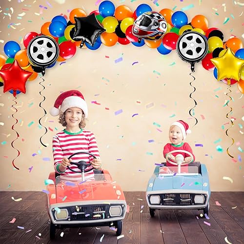 Miniatura 5 de 48 globos de motocross, decoración de fiesta de motocross, carreras, auto, bandera a cuadros, casco, rueda, globo de aluminio, decoración de fiesta