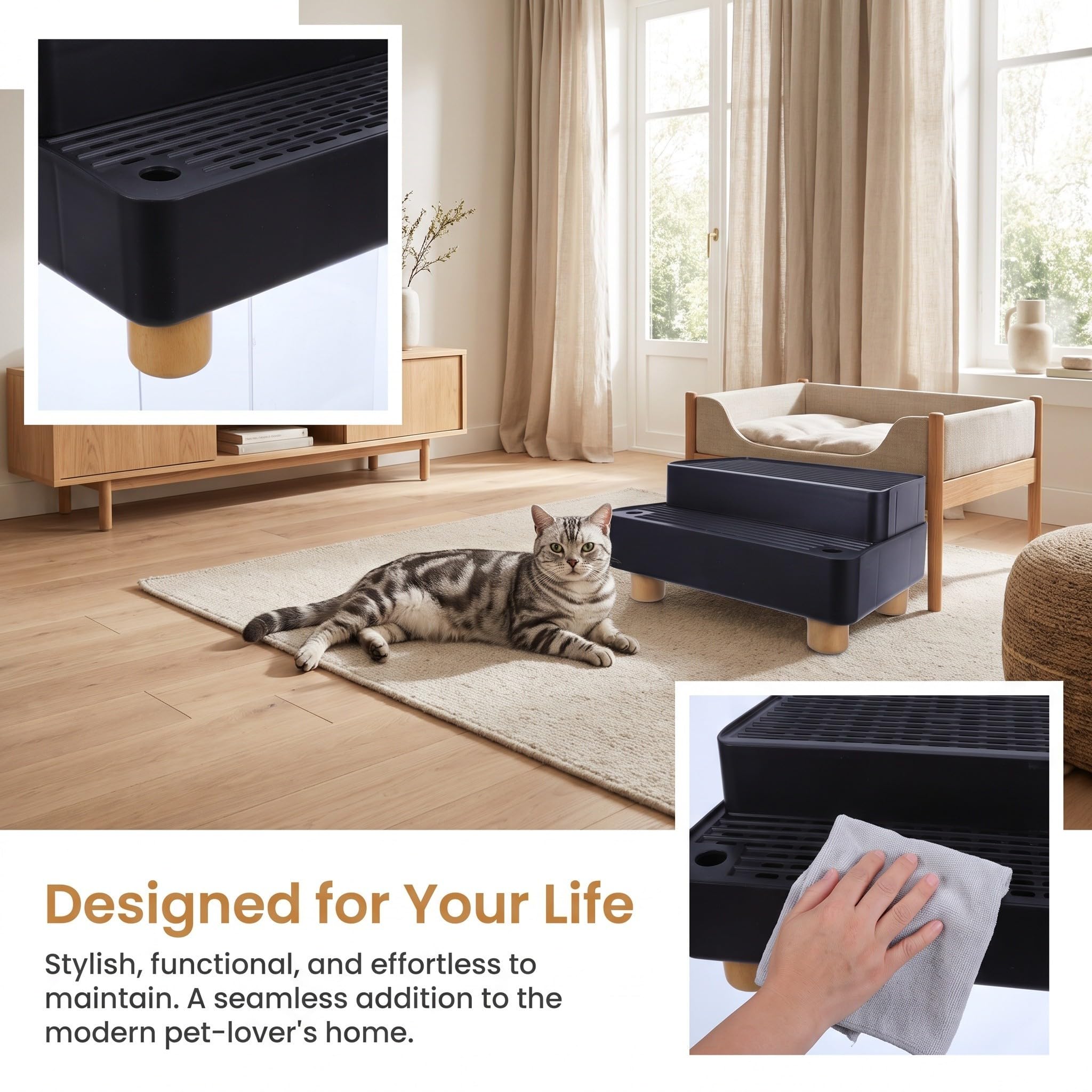 Rampa de Ajustable para Doble Filtro Arenero Gatos
