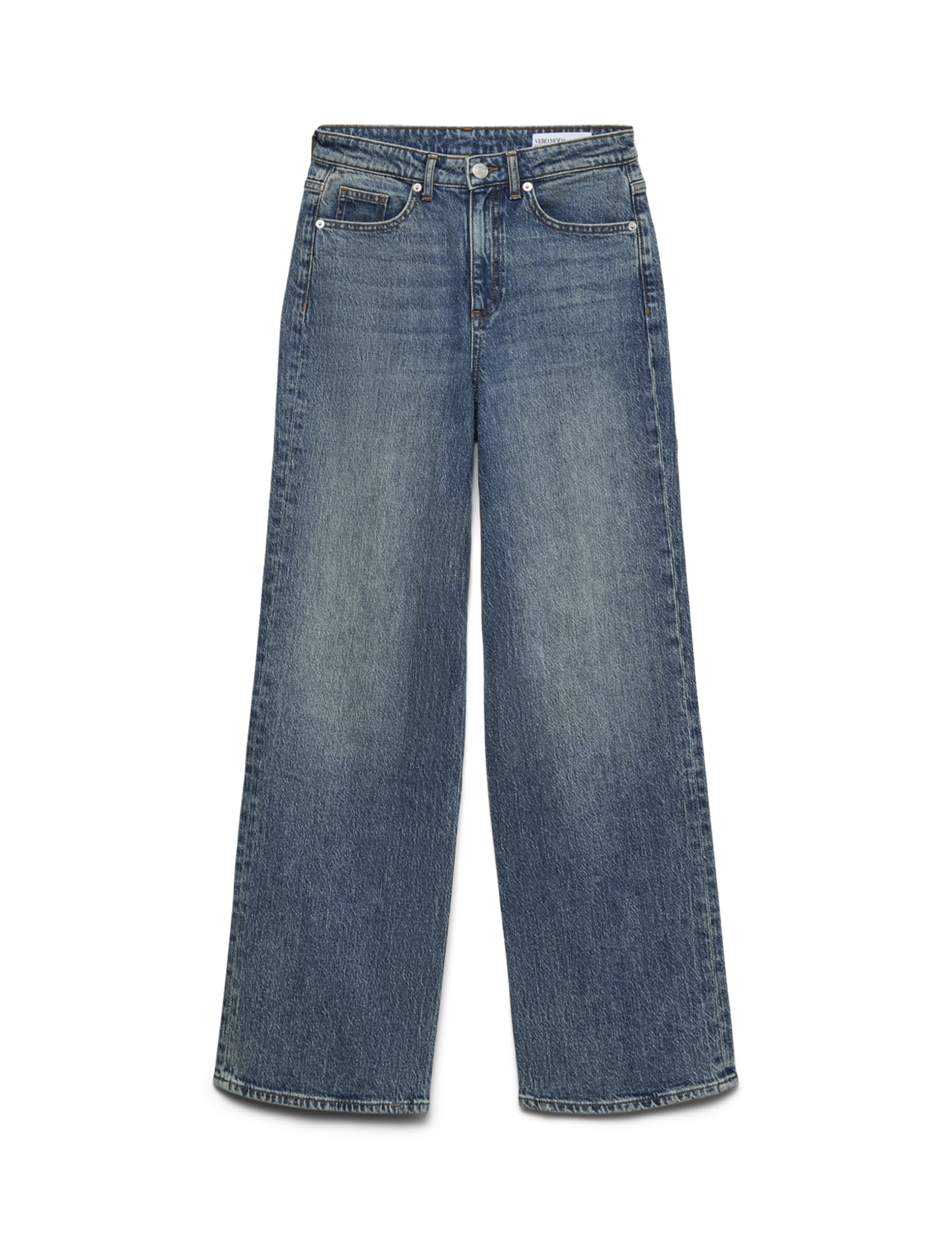 VERO MODA Womens Vmtessa Hr Ra394 Ga Noos Wide Jeans, Medium Blue, 28W / 30L UK