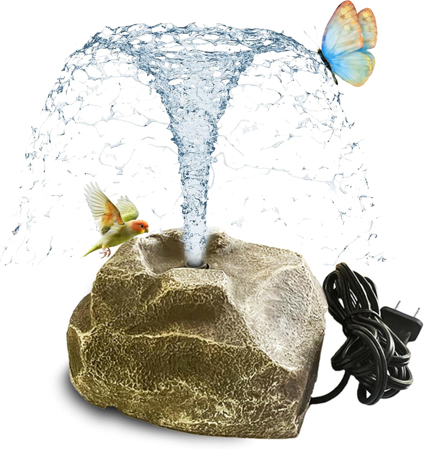 Solar Fountain Bird Bath with Solar Panel, Granite Water with 8 Nozzles Solar Water Fountain for Birdbath Outdoor, Pond, Patio Garden, and Fish Tank,Outdoor Garden, Pond & Water Features