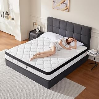 Queen Mattresses,10 Inch Queen Size Hybrid Mattress in a Box, Upgraded Memory Foam & Independent Pocket Spring - Zoned Support, Soft and Comfortable, Pressure Relief, CertiPUR-US Certified - Amazon product rated Grade A