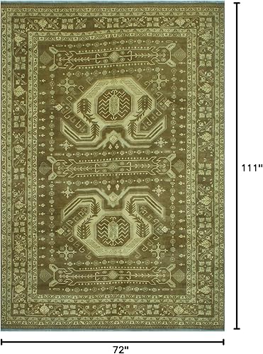 Miniatura 8 de NOORI RUG - Alfombra Anass envejecida hecha a mano con decoloración por el sol - Marrón - Beige, 6 pies 0 pulgadas x 9 pies 3 pulgadas - Sala de