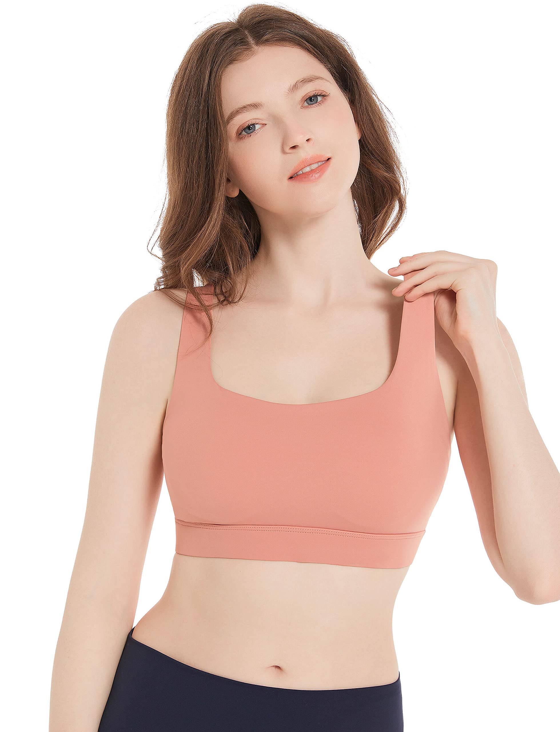 CentopSports Bra for Women Padded Medium Support Yoga Bra Seamless Medium Impact Gym Fitness Running Workout Crop Tank Tops