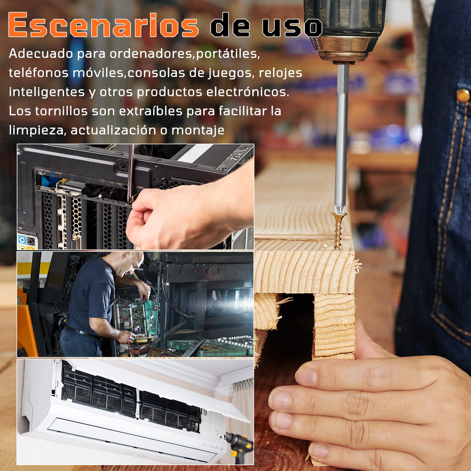 32 pc Juego de Puntas Extra Largas 150 mm de Destornillador de Acero S2,Resistentes y Duraderas, Incluir Torx, Phillips, Allen, Plana, Doble, Seguridad, con Soporte Organizador,Para Taladros