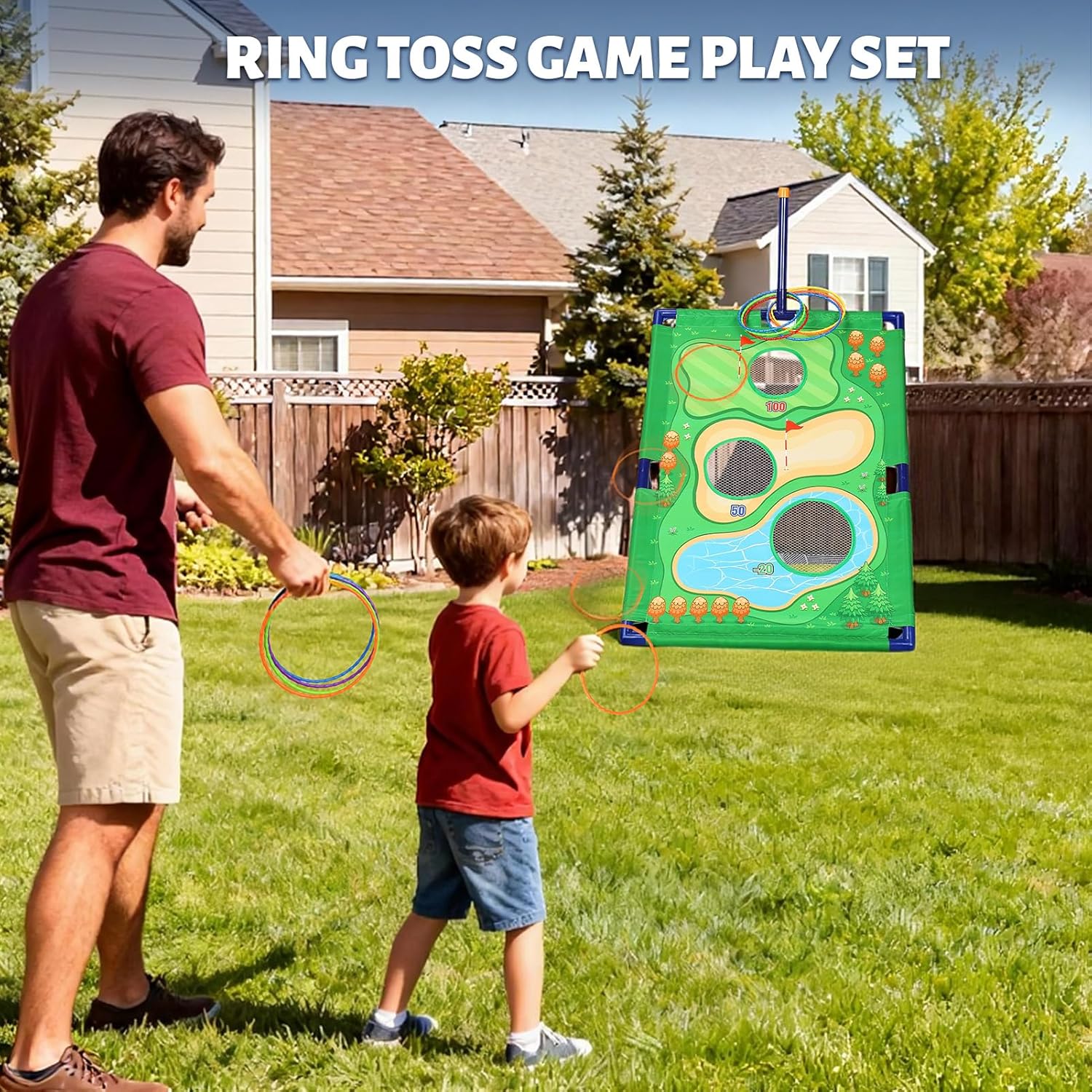 Upgraded Golf Game with 20 Velcro Golf Balls Chipping Game, Kids Sticky Golf Games Set with Club, Golf Putting Practice Mat, Golf Cornhole Board Set, Indoor & Outdoor