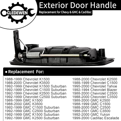 Miniatura 2 de Manija de puerta exterior parte delantera derecha e izquierda todo plástico compatible con Chevy GMC K1500 K2500 K3500 C1500 C2500 C2500 C3500