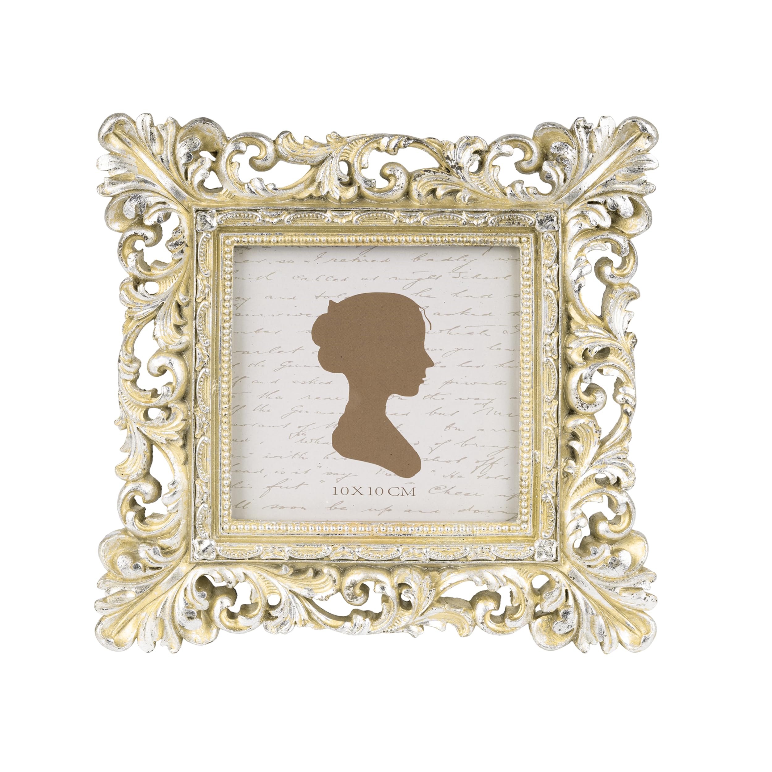 Cadre photo vintage de luxe 10 x 10 cm ornementation dorée et argentée