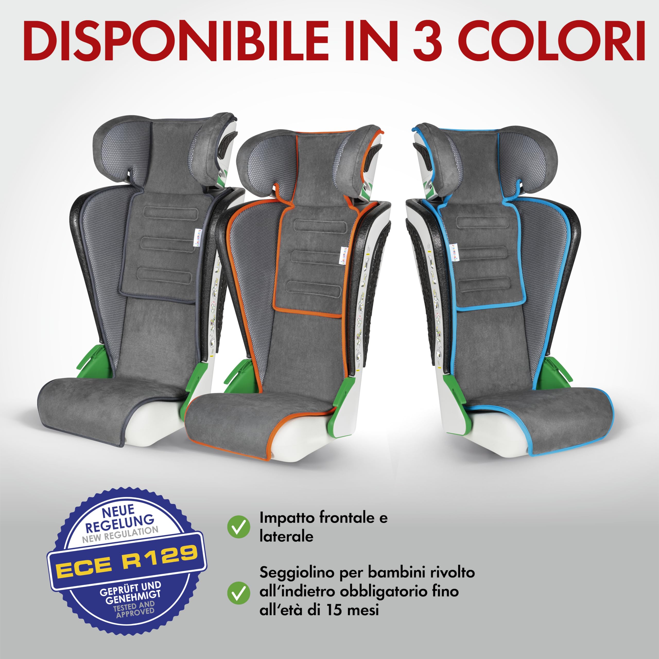 WALSER seggiolino auto premium Noemi, ECE R129 seggiolino auto bambini 100-135 cm (circa 3-8 anni), comodo sedile per veicolo con/senza i-Size, dimensioni sedile 57x46x22 cm antracite