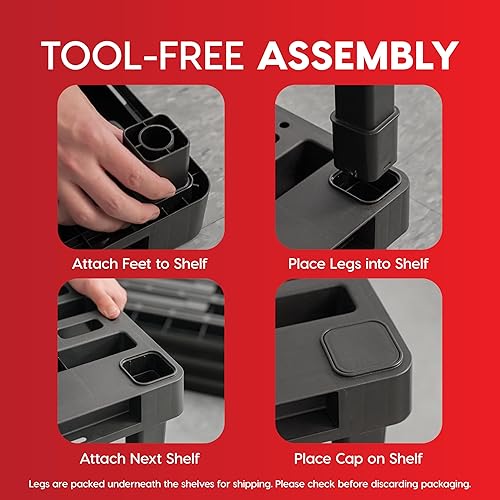 Miniatura 4 de IRIS USA - Estantes de almacenamiento de plástico profundo extra resistentes, capacidad de 800 libras, 57 pulgadas de alto x 36 pulgadas de ancho x