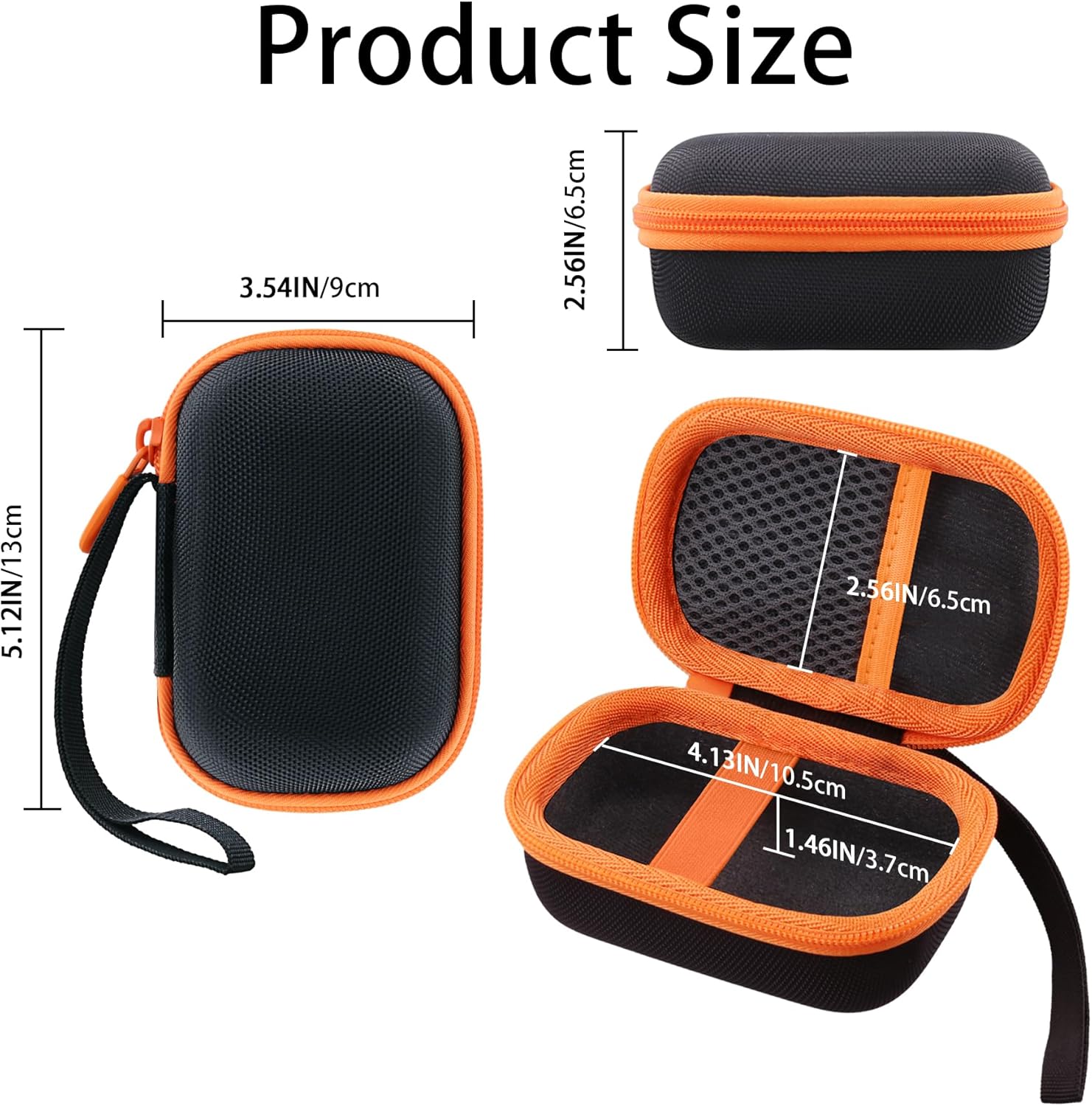 Protective Carrying Case for Garmin inReach Mini 3/ Mini 3 Plus/Mini 2/ Mini Satellite Communicator, Black Case + Orange Zipper- Flaxune