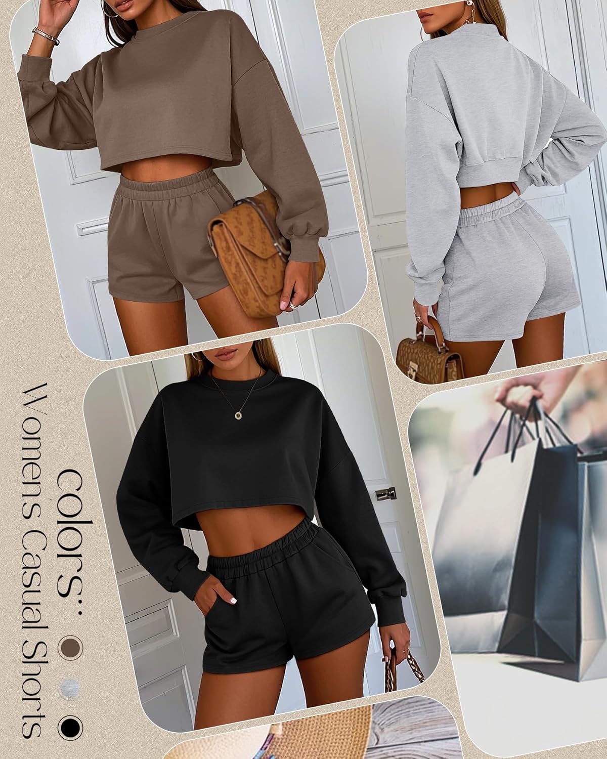 Ficerd 3 Pack Women's Sweat Shorts, Elastic High Waist Casual Summer Lounge Comfy Athletic Shorts with Pockets - Image 2