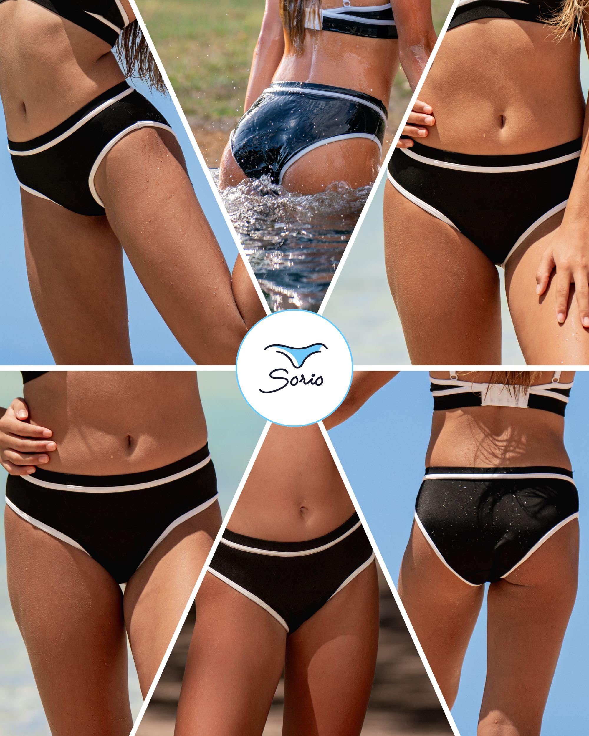 SORIO® Bas de Maillot de Bain Menstruel pour Adolescente - Anti Fuite, Anti Odeur, Tissu imperméable et Respirant. Flux léger à modéré - Ava