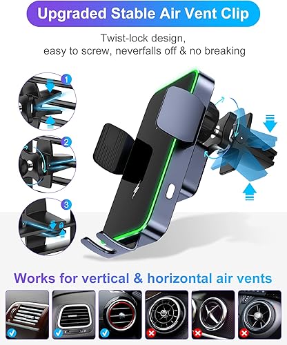 Miniatura 6 de BATBI Cargador inalámbrico para automóvil, aleación de aluminio de 15 W, bobinas duales, inalámbrico, soporte para teléfono de automóvil, carga para