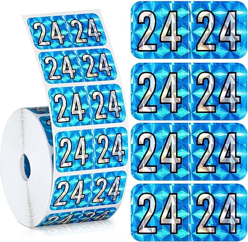 Teling 500 calcomanías para el año 2024, carpetas de archivos, etiquetas de año rectangulares codificadas de colores, autoadhesivas, etiquetas de