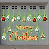 31PCS Christmas Garage Door Decorations Glow in The Dark Magnets - Magnetic Merry Xmas Ball Holiday Refrigerator Fridge Cruise Kitchen Decor(Red, Silver)
