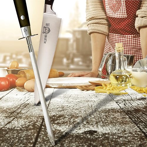 Miniatura 8 de KUMA Chef Knife Pro Bolster Edition y juego de afiladores de cuchillos de cocina, cuchillo de chef de 8 pulgadas para tallar, rebanar y afilar