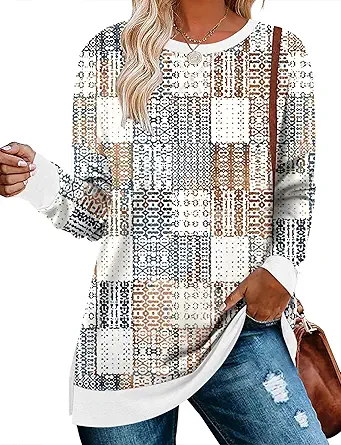 BETTE BOUTIK Women's Drop Long Sleeve Sweatshirts Casual Crewneck Tunic Tops Sweartshirts With Side Slits S-3XL