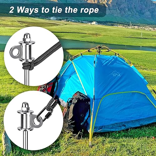 Miniatura 6 de Lifeswell Paquete de 4 estacas para tienda, anclajes de tierra resistentes de 16 pulgadas, soldadura completa, fáciles de atornillar y