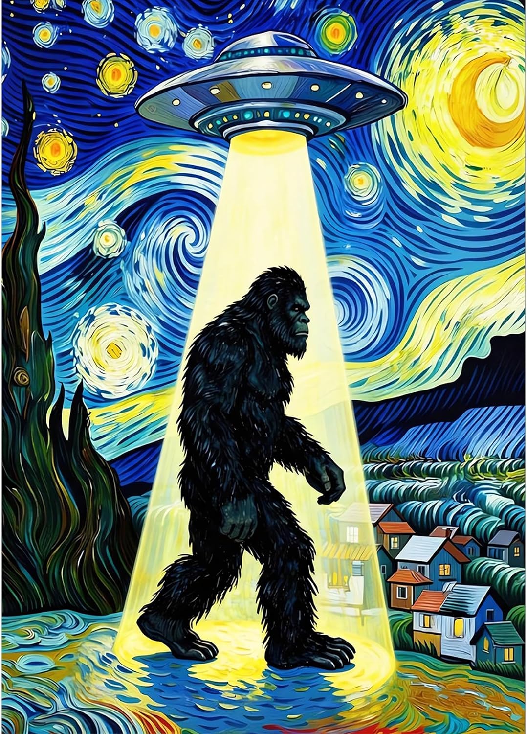 CEOVR Bigfoot Diamond Art Kits for Adults, Starry Night Diamond Painting Dots Crystal 5D Full Round Drill DIY Gem Art, Adult Beginner Crafts Kits, Wall Decor for Home Office 12x16in