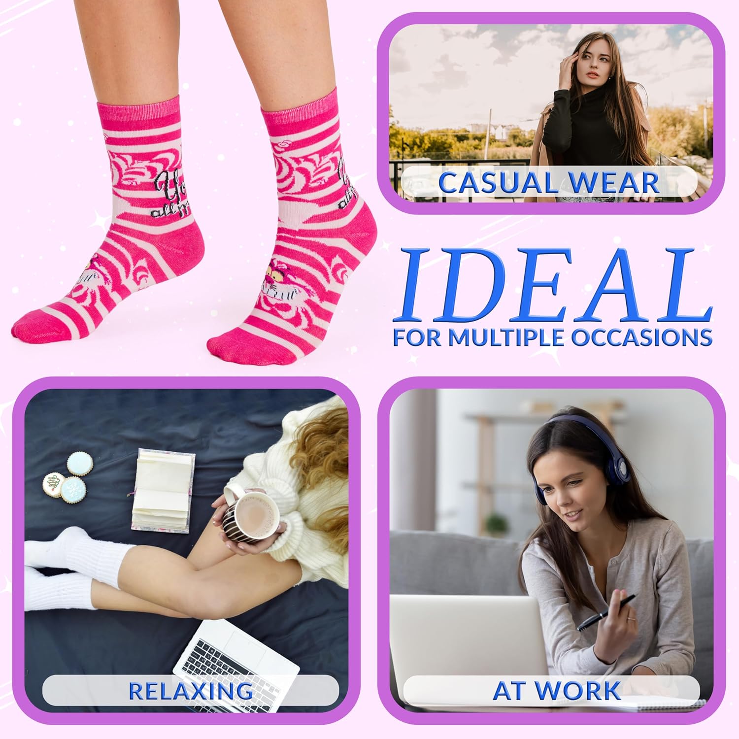 Disney Socks Valentines Day Gifts for Women, Wife, Girlfriend, 5 or 6 Pack, US Size 4‑9, Soft and Breathable Novelty Socks - Image 5