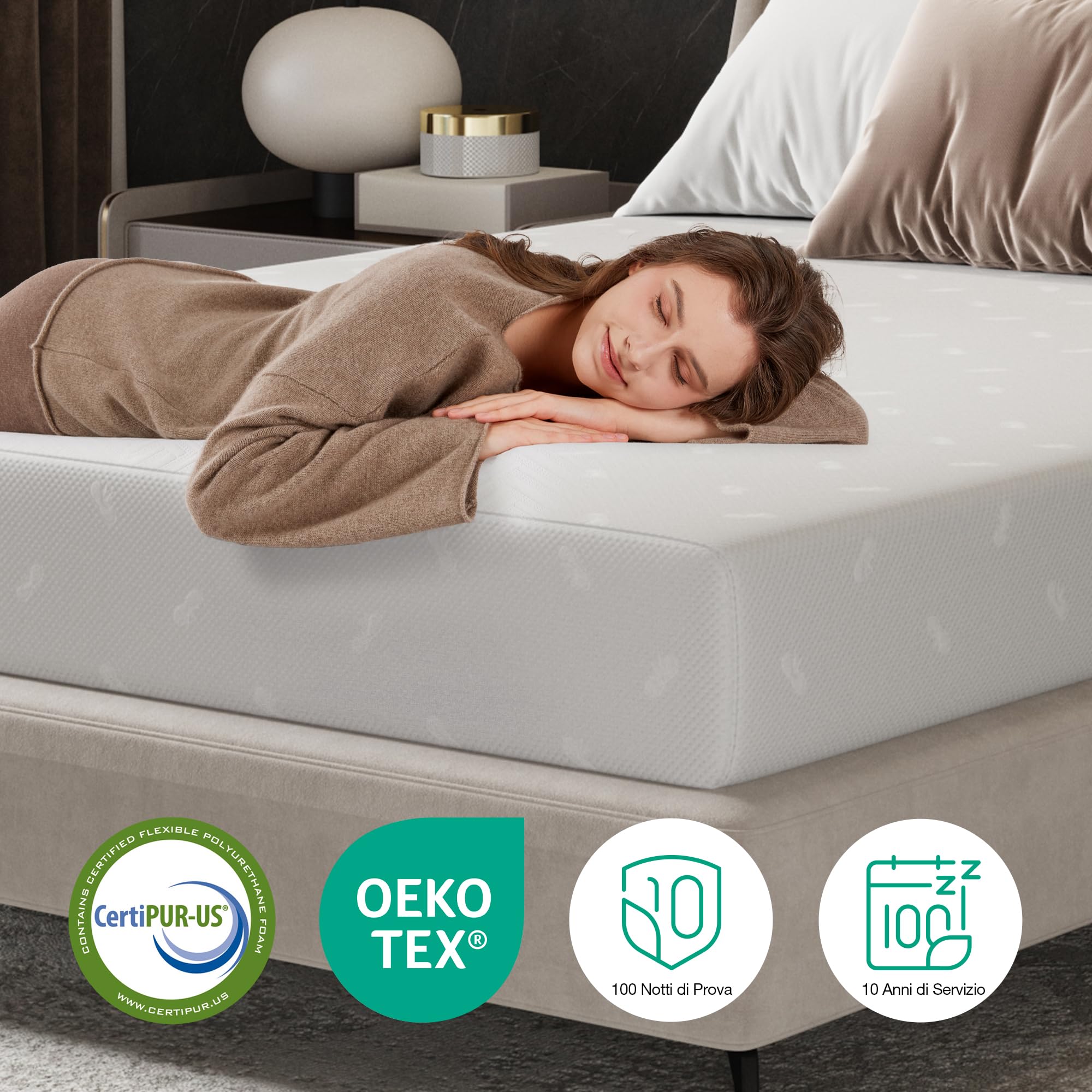 Novilla Matelas 90x200, 18 cm, Mousse à Mémoire de Forme en Gel 7 Zones, Mousse en Fibre de Bambou, Lit d'Adulte et d'Enfant, Confort Mi-Ferme, Amovible et Lavable, Ultra Respirante