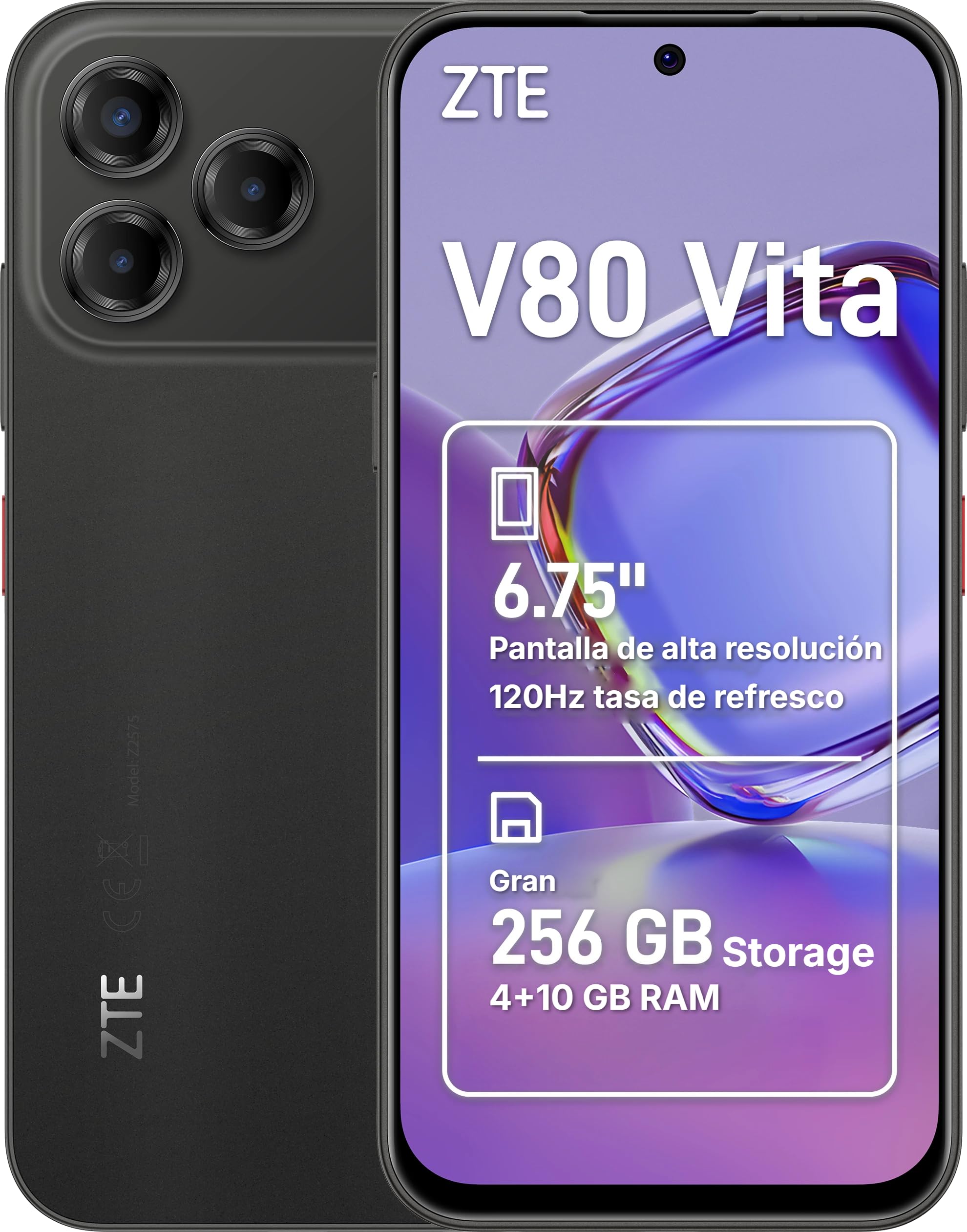 Smartphone ZTE Blade V80 Vita 4GB/ 256GB/ 6.75"/ Negro