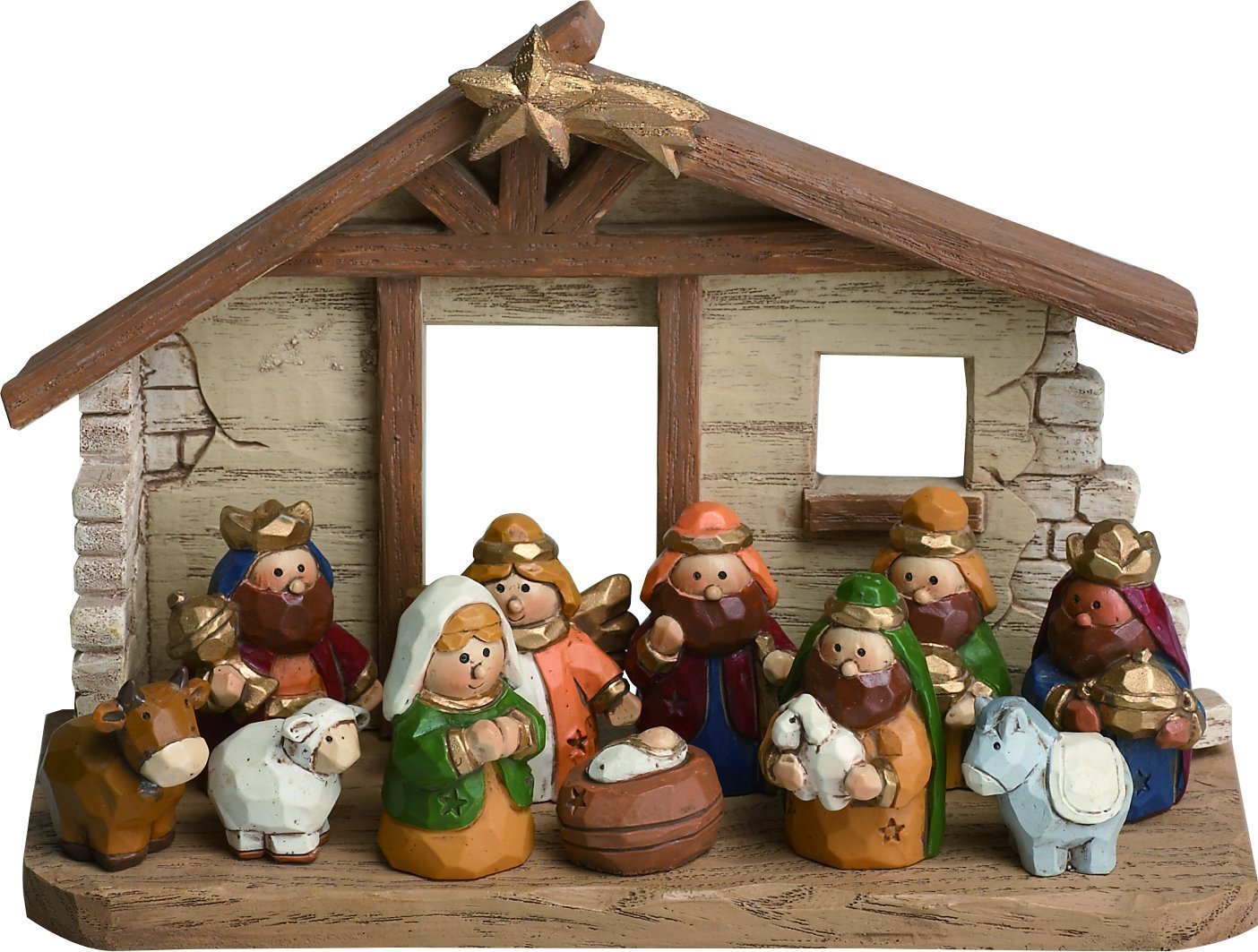 Transpac Imports, Inc.Miniature Kids Nativity Scene with Creche, Set of 12 Rearrangeable Figures