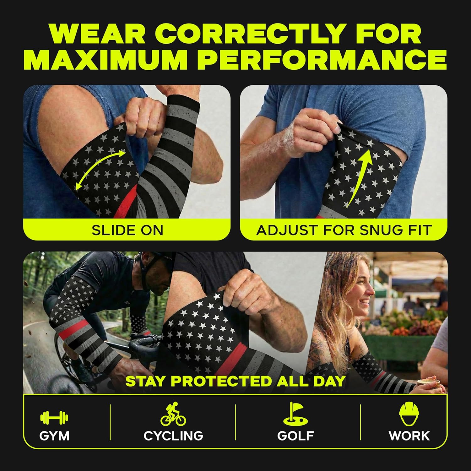ARMORAY Arm Sleeves for Men and Women - UV Sun Protection Cooling Compression - Tattoo Cover Up Sleeve for Daily Wear & Work