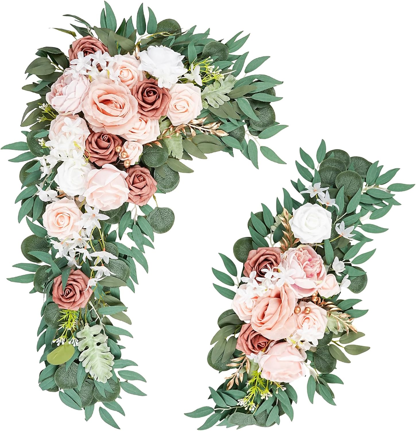 Emivery Dusty Rose Wedding Arch Flowers - Artificial Pink Flower Swag for Sign, Ceremony and Reception Backdrop Decoration - Greenery Arrangements