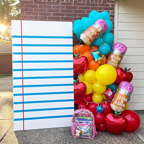 Threehoney 6ft Back to School Notebook Cardboard Cutouts Giant Composition Notebook Photo Prop Life Size Cutout Stand Decor for Welcome Back Jumbo Decor First Day of Schools Teacher Party Decorations