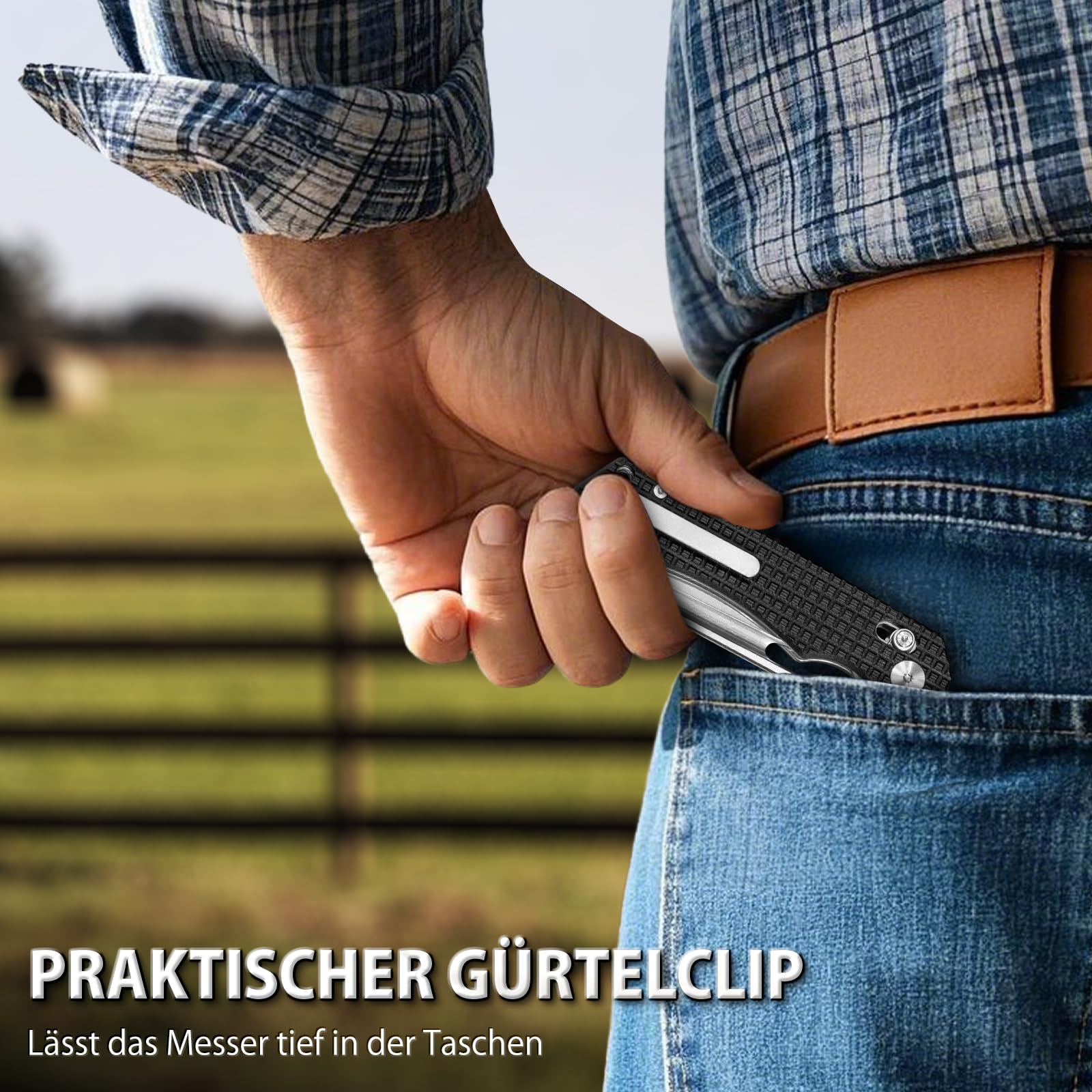 NedFoss COUGAR Klappmesser, 14C28N Stahl Taschenmesser mit Crossbar-Lock