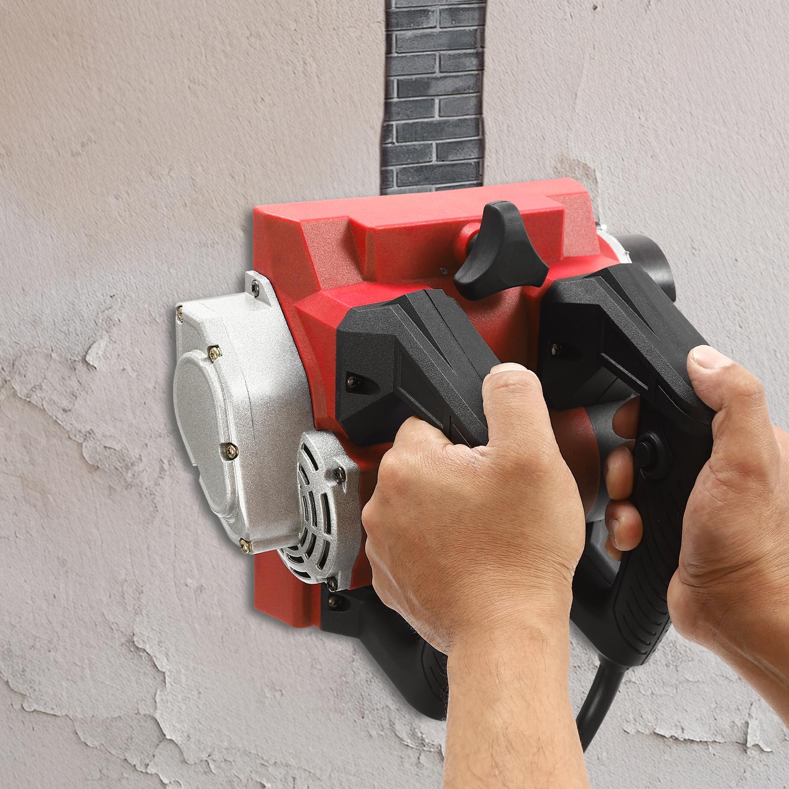 Elektryczna strugarka ścienna, 1300 W, profesjonalna strug ręczny z walizką na narzędzia, szerokość strugania 15 mm – głębokość 4 mm, elektryczna strugarka ścienna do szlifowania masy szpachlowej,
