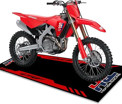 Motorcycle Mat for Garage 79x31 Inches Pit Garage Floor Mat Oil Absorbent Pad PVC Rubber Backing Layer Protects Floor from Spills, Drips, Splashes and Stains Washable - Honda HRC