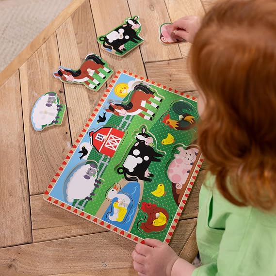 Melissa & Doug Farm Wooden Peg Puzzle (8 pcs)