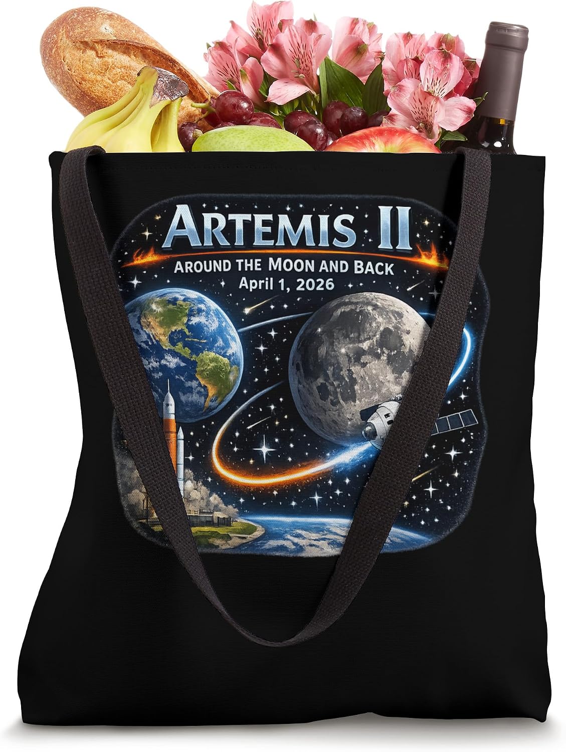 Artemis 2 Journey Around the Moon and Back 2026 Tote Bag